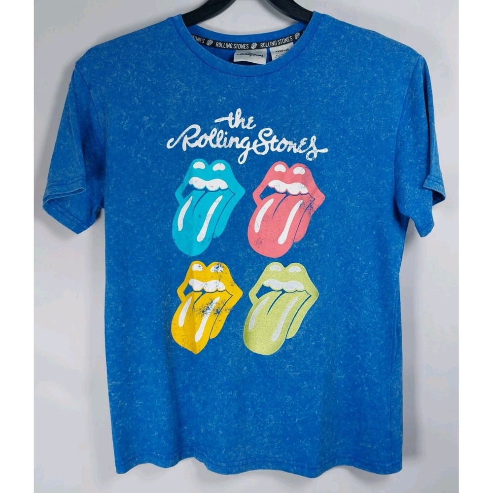 The Rolling Stones Youth Famous Tongue Tshirt Blue‎ Short Sleeve Large 14-16